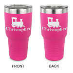 Trains 30 oz Stainless Steel Tumbler - Pink - Double Sided (Personalized)