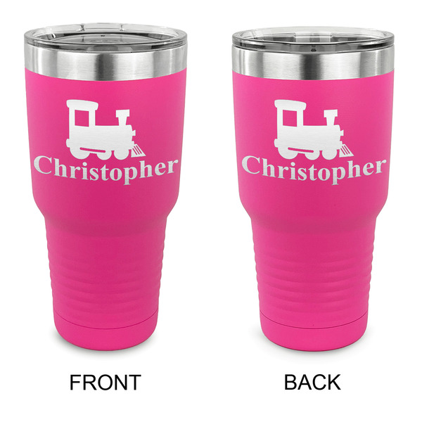 Custom Trains 30 oz Stainless Steel Tumbler - Pink - Double Sided (Personalized)