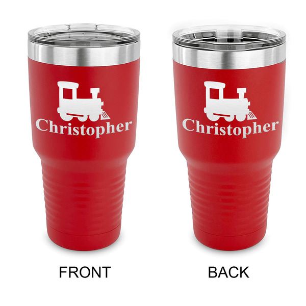 Custom Trains 30 oz Stainless Steel Tumbler - Red - Double Sided (Personalized)