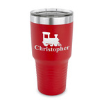 Trains 30 oz Stainless Steel Tumbler - Red - Single Sided (Personalized)