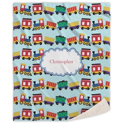 Trains Sherpa Throw Blanket - 50"x60" (Personalized)