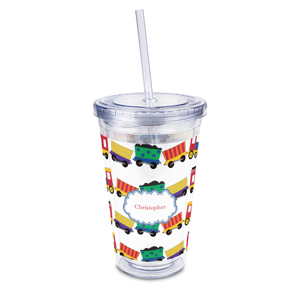 Custom Trains 16oz Double Wall Acrylic Tumbler with Lid & Straw - Full Print (Personalized)