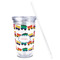 Trains Acrylic Tumbler - Full Print - Front straw out