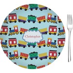 Trains Glass Appetizer / Dessert Plate 8" (Personalized)