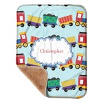 Trains Sherpa Baby Blanket - 30" x 40" w/ Name or Text