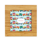 Trains Bamboo Trivet with Ceramic Tile Insert (Personalized)