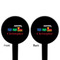 Trains Black Plastic 4" Food Pick - Round - Double Sided - Front & Back