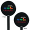 Trains Black Plastic 5.5" Stir Stick - Double Sided - Round - Front & Back