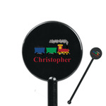 Trains 5.5" Round Plastic Stir Sticks - Black - Double Sided (Personalized)