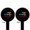 Trains Black Plastic 6" Food Pick - Round - Double Sided - Front & Back