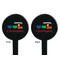 Trains Black Plastic 7" Stir Stick - Double Sided - Round - Front & Back