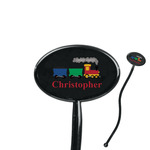 Trains 7" Oval Plastic Stir Sticks - Black - Double Sided (Personalized)