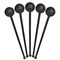 Trains Black Plastic 7" Stir Stick - Round - Fan View