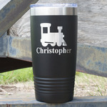 Trains 20 oz Stainless Steel Tumbler - Black - Double Sided (Personalized)