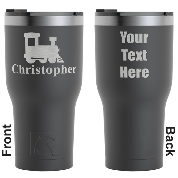 Custom Trains RTIC Tumbler - Black - Engraved Front & Back (Personalized)