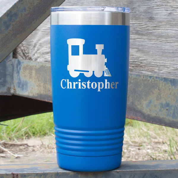 Custom Trains 20 oz Stainless Steel Tumbler - Royal Blue - Double Sided (Personalized)