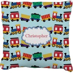 Trains Faux-Linen Throw Pillow 18" (Personalized)