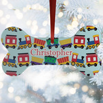 Trains Ceramic Dog Ornament w/ Name or Text