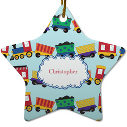 Trains Star Ceramic Ornament w/ Name or Text