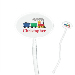 Trains 7" Oval Plastic Stir Sticks - Clear (Personalized)