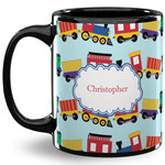 Trains 11 Oz Coffee Mug - Black (Personalized)