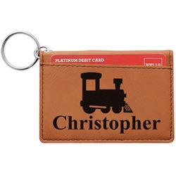 Trains Leatherette Keychain ID Holder - Single Sided (Personalized)