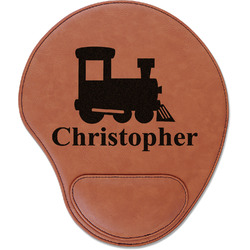 Trains Leatherette Mouse Pad with Wrist Support (Personalized)