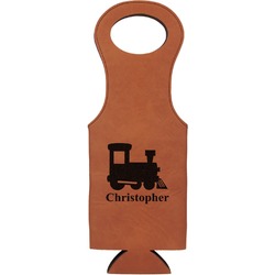 Trains Leatherette Wine Tote - Single Sided (Personalized)