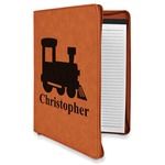 Trains Leatherette Zipper Portfolio with Notepad - Single Sided (Personalized)