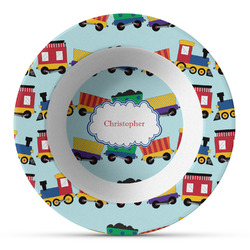 Trains Plastic Bowl - Microwave Safe - Composite Polymer (Personalized)