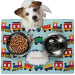 Trains Dog Food Mat - Medium w/ Name or Text