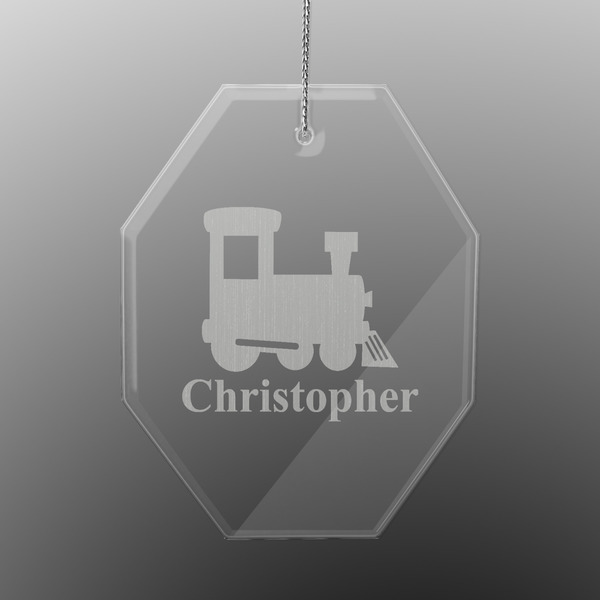 Custom Trains Engraved Glass Ornament - Octagon (Personalized)