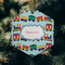 Trains Frosted Glass Ornament - Hexagon (Lifestyle)