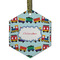 Trains Frosted Glass Ornament - Hexagon