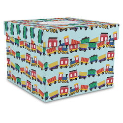Trains Gift Box with Lid - Canvas Wrapped - X-Large (Personalized)