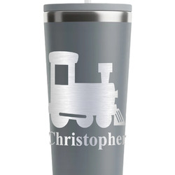 Trains RTIC Everyday Tumbler with Straw - 28oz - Grey - Single-Sided (Personalized)