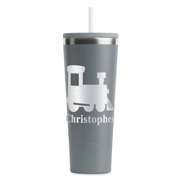 Custom Trains RTIC Everyday Tumbler with Straw - 28oz - Grey - Single-Sided (Personalized)