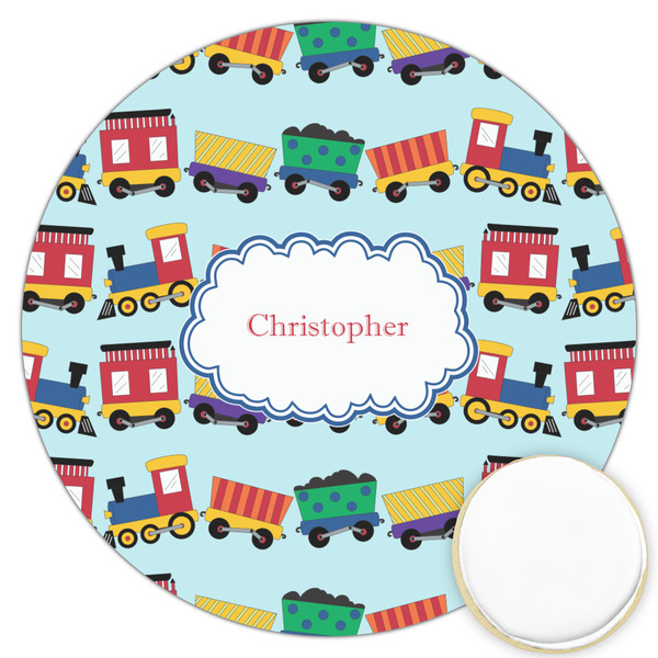 Custom Trains Printed Cookie Topper - 3.25" (Personalized)