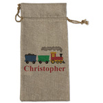 Trains Large Burlap Gift Bag - Front (Personalized)