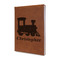 Trains Leather Sketchbook - Small - Double Sided - Angled View