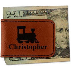 Trains Leatherette Magnetic Money Clip (Personalized)