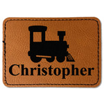 Trains Faux Leather Iron On Patch - Rectangle (Personalized)