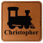 Trains Faux Leather Iron On Patch - Square (Personalized)