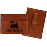 Trains Leatherette Wallet with Money Clip (Personalized)