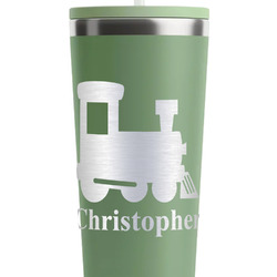 Trains RTIC Everyday Tumbler with Straw - 28oz - Light Green - Double-Sided (Personalized)