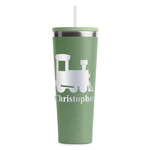 Trains RTIC Everyday Tumbler with Straw - 28oz - Light Green - Single-Sided (Personalized)