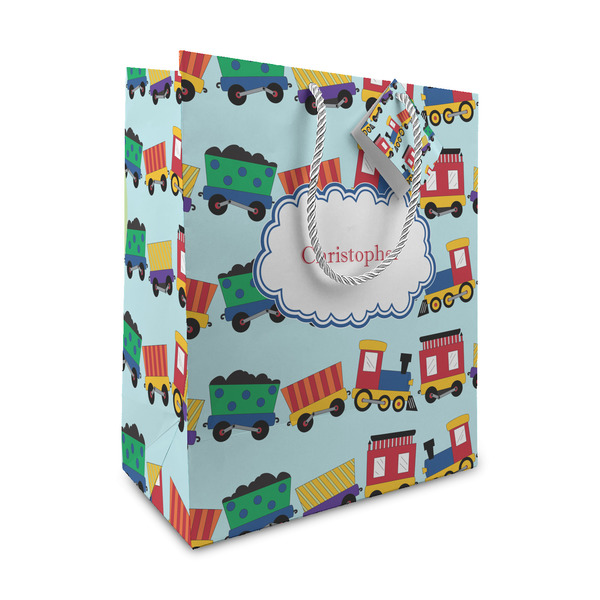 Custom Trains Medium Gift Bag (Personalized)