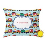 Trains Outdoor Throw Pillow (Rectangular) (Personalized)