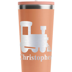 Trains RTIC Everyday Tumbler with Straw - 28oz - Peach - Double-Sided (Personalized)