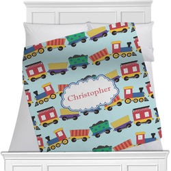 Trains Minky Blanket - Twin / Full - 80"x60" - Double Sided (Personalized)